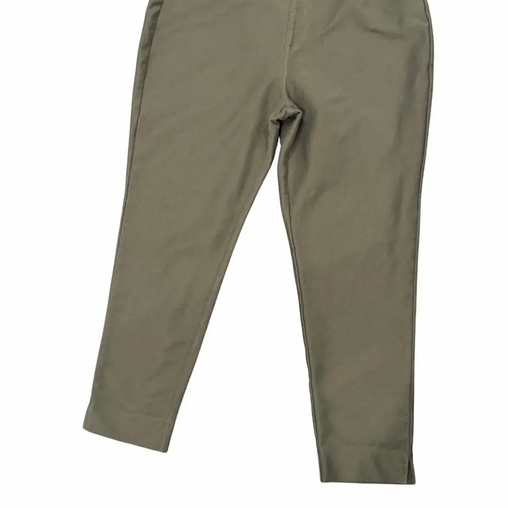 Michael Kors Olive Green Stretch Ankle Pants L NWOT Stud Pocket Slit Hem